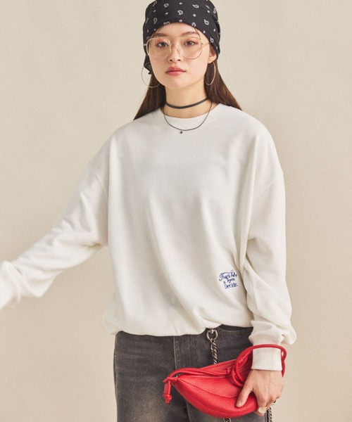 MIRROR STOKE（ミラーストーク）の「【ZOZO限定】BACK LOGO SWEATSHIRT/バックロゴスウェットシャツ（スウェット・レディース・ブラウン/オフホワイト・MEDIUM）」の4枚目の写真