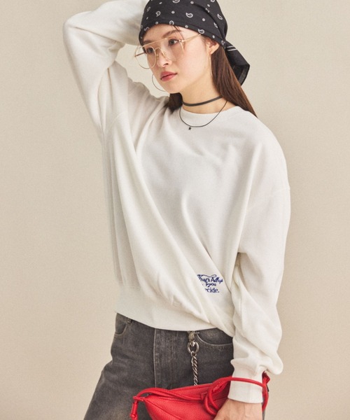 MIRROR STOKE（ミラーストーク）の「【ZOZO限定】BACK LOGO SWEATSHIRT/バックロゴスウェットシャツ（スウェット・レディース・ブラウン/オフホワイト・MEDIUM）」の3枚目の写真