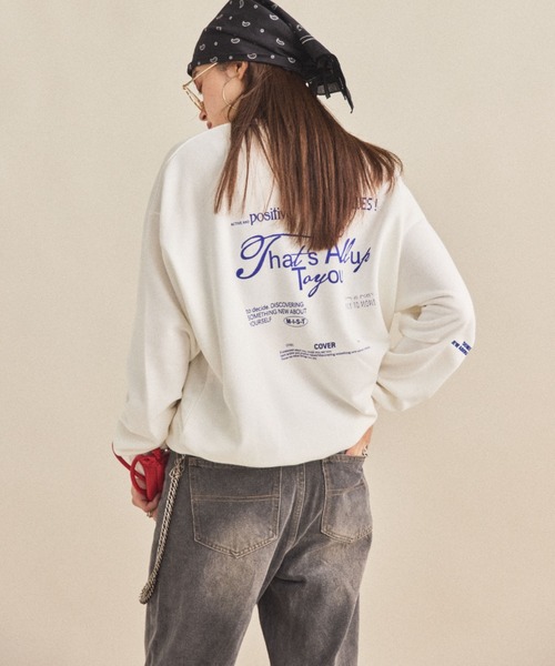 MIRROR STOKE（ミラーストーク）の「【ZOZO限定】BACK LOGO SWEATSHIRT/バックロゴスウェットシャツ（スウェット・レディース・ブラウン/オフホワイト・MEDIUM）」の6枚目の写真