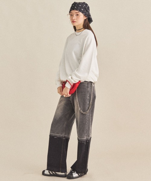 MIRROR STOKE（ミラーストーク）の「【ZOZO限定】BACK LOGO SWEATSHIRT/バックロゴスウェットシャツ（スウェット・レディース・ブラウン/オフホワイト・MEDIUM）」の11枚目の写真