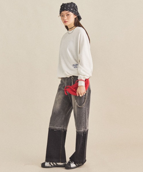 MIRROR STOKE（ミラーストーク）の「【ZOZO限定】BACK LOGO SWEATSHIRT/バックロゴスウェットシャツ（スウェット・レディース・ブラウン/オフホワイト・MEDIUM）」の12枚目の写真