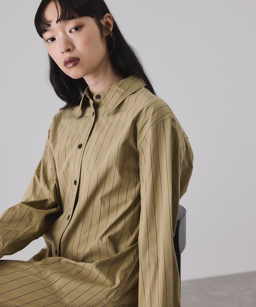 ADAM ET ROPE'（アダムエロペ）の「フレアーシャツワンピース（シャツワンピース・レディース・ベージュ系その他/サックスブルー・FREE）」の12枚目の写真