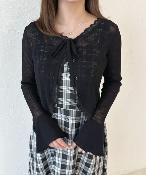 シアーリブニットカーディガン（ニット/セーター）｜apres jour