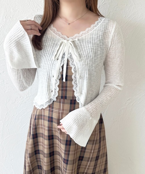 シアーリブニットカーディガン（ニット/セーター）｜apres jour