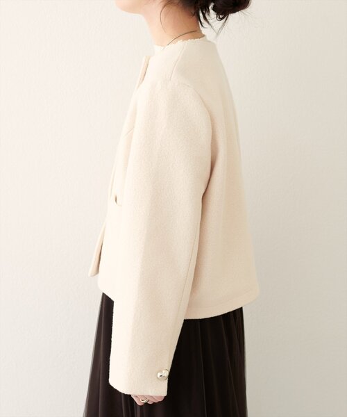 natural couture（ナチュラルクチュール）の「【WEB限定】ハート釦ほっこり素材コートジャケット（ノーカラージャケット・レディース・ダークブラウン/モカ/アイボリー・FREE）」の11枚目の写真