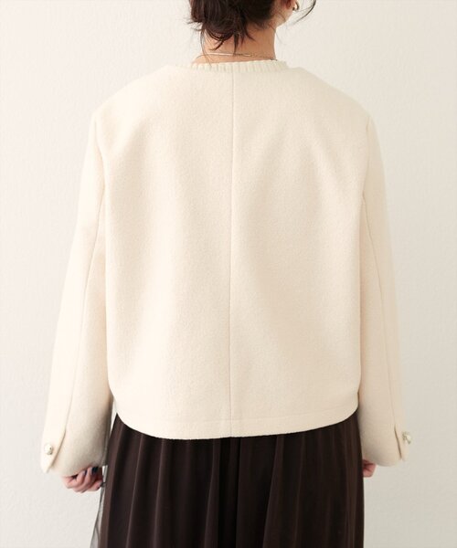 natural couture（ナチュラルクチュール）の「【WEB限定】ハート釦ほっこり素材コートジャケット（ノーカラージャケット・レディース・ダークブラウン/モカ/アイボリー・FREE）」の12枚目の写真