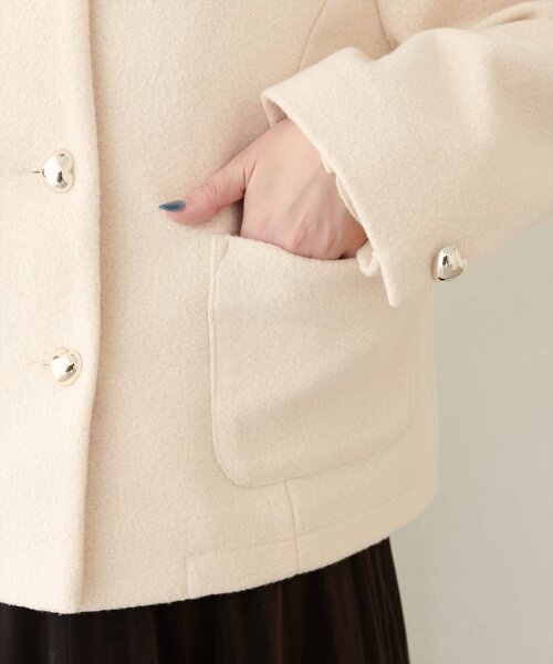 natural couture（ナチュラルクチュール）の「【WEB限定】ハート釦ほっこり素材コートジャケット（ノーカラージャケット・レディース・ダークブラウン/モカ/アイボリー・FREE）」の14枚目の写真