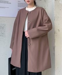 ボタン」に該当するレディースのノーカラーコートファッション通販