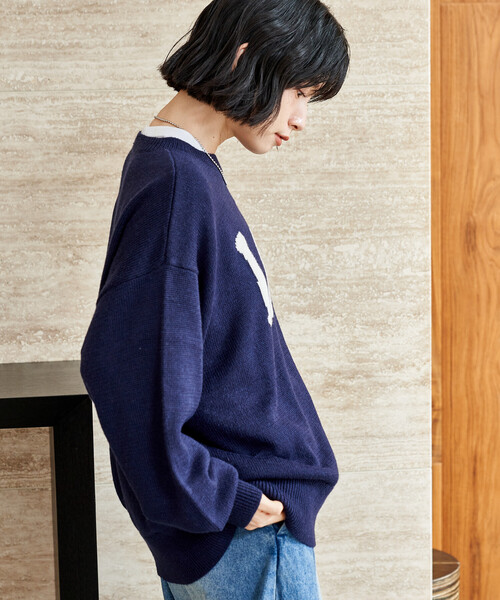FREAK'S STORE(フリークスストア)の「Lee × FREAK'S STORE/リー 別注 ジャガードロゴニット(ニット/セーター・レディース・ネイビー/オフホワイト・フリ-)」の16枚目の写真