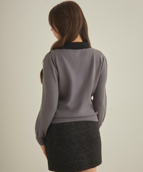 TITTY&CO.（ティティーアンドコー）の「バイカラー襟ニット（ニット/セーター・レディース・アイボリー/チャコールグレー/ネイビー・FREE）」の12枚目の写真