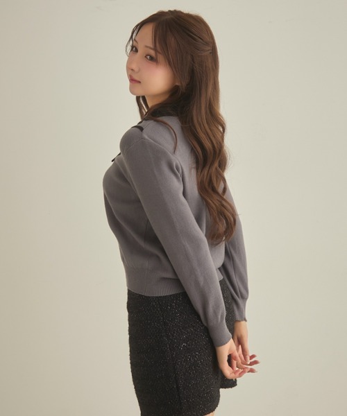 TITTY&CO.（ティティーアンドコー）の「バイカラー襟ニット（ニット/セーター・レディース・アイボリー/チャコールグレー/ネイビー・FREE）」の13枚目の写真