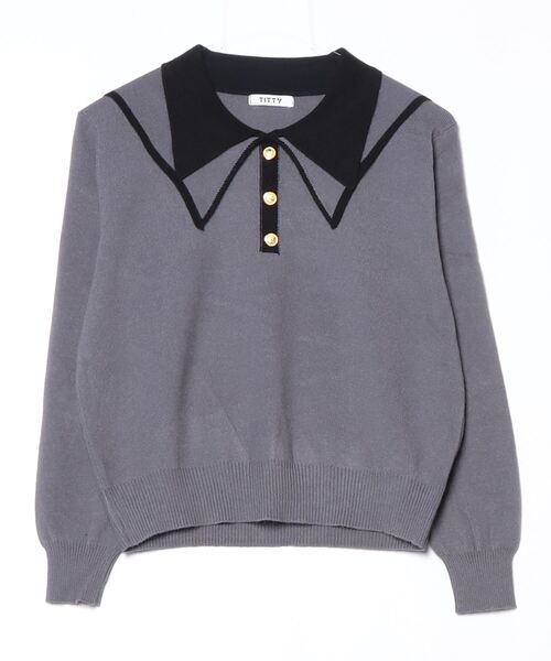 TITTY&CO.（ティティーアンドコー）の「バイカラー襟ニット（ニット/セーター・レディース・アイボリー/チャコールグレー/ネイビー・FREE）」の19枚目の写真