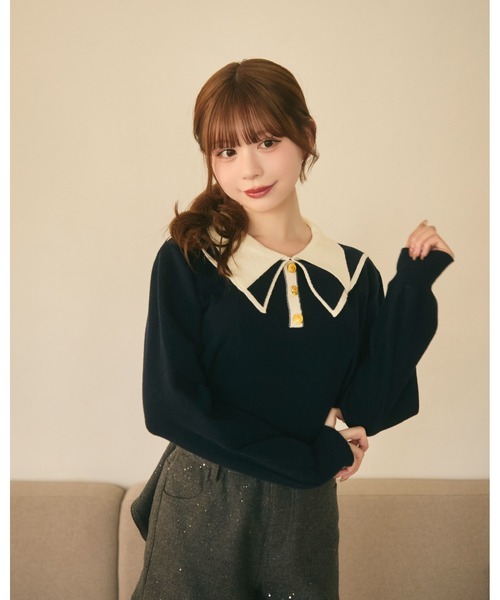 セール】バイカラー襟ニット（ニット/セーター）｜TITTY&CO.（ティ