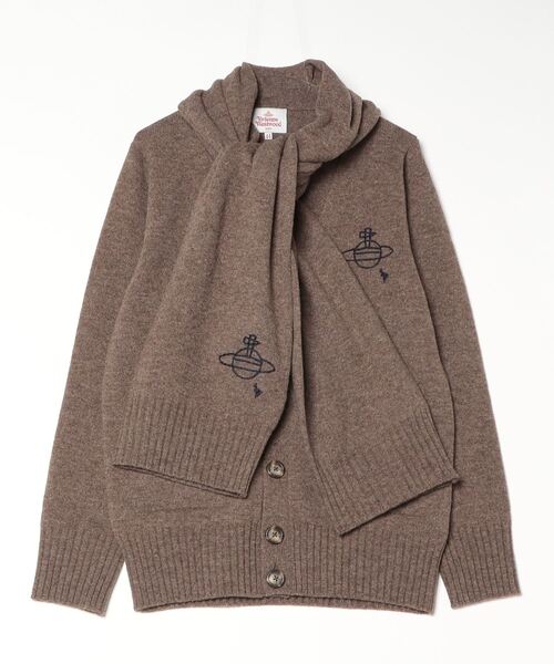 HAND WRITING STITCH ORB V NECK CARDIGAN with MUFFLER（カーディガン