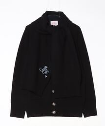 Vivienne Westwood MAN(BBAEGXgEbh})HAND WRITING STITCH ORB V NECK CARDIGAN with MUFFLER(J[fBK/{)