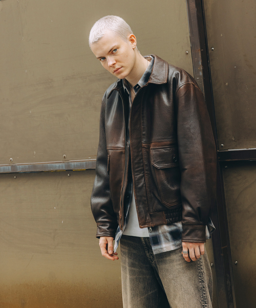 JOURNAL STANDARD(ジャーナルスタンダード)の「ラム ダッド レザー ヴィンテージ(その他アウター・メンズ・ブラック/ブラウン・MEDIUM/LARGE)」の9枚目の写真