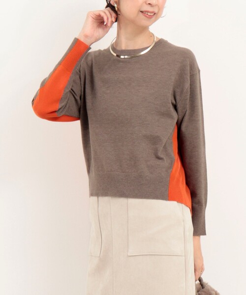 MICO COULIER（ミコクリエ）の「Cash feel 配色プルオーバーニット（ニット/セーター・レディース・チャコールグレー/ライトグレー/ブラウン・38）」の14枚目の写真