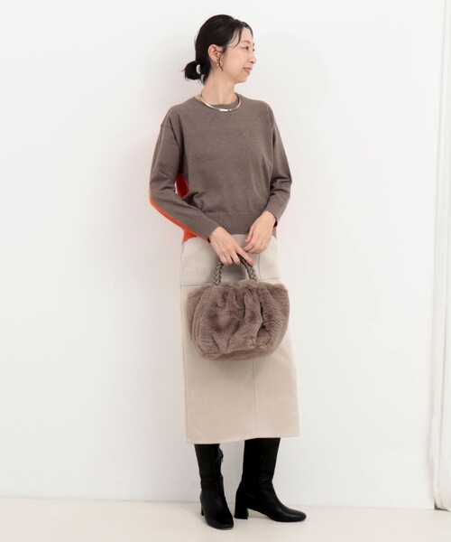 MICO COULIER（ミコクリエ）の「Cash feel 配色プルオーバーニット（ニット/セーター・レディース・チャコールグレー/ライトグレー/ブラウン・38）」の15枚目の写真