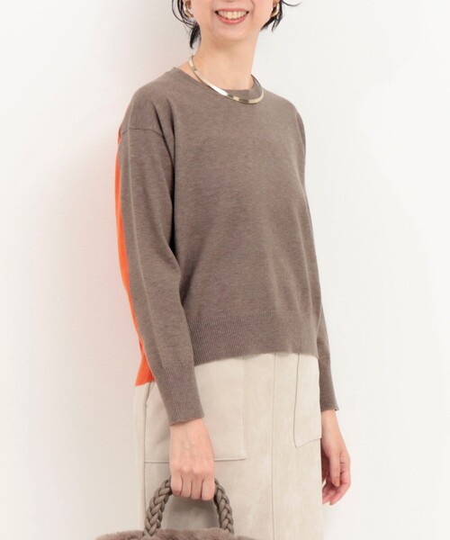 MICO COULIER（ミコクリエ）の「Cash feel 配色プルオーバーニット（ニット/セーター・レディース・チャコールグレー/ライトグレー/ブラウン・38）」の16枚目の写真