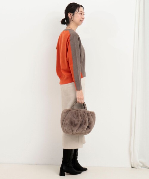 MICO COULIER（ミコクリエ）の「Cash feel 配色プルオーバーニット（ニット/セーター・レディース・チャコールグレー/ライトグレー/ブラウン・38）」の20枚目の写真