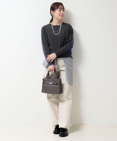 MICO COULIER（ミコクリエ）の「Cash feel 配色プルオーバーニット（ニット/セーター・レディース・チャコールグレー/ライトグレー/ブラウン・38）」の21枚目の写真