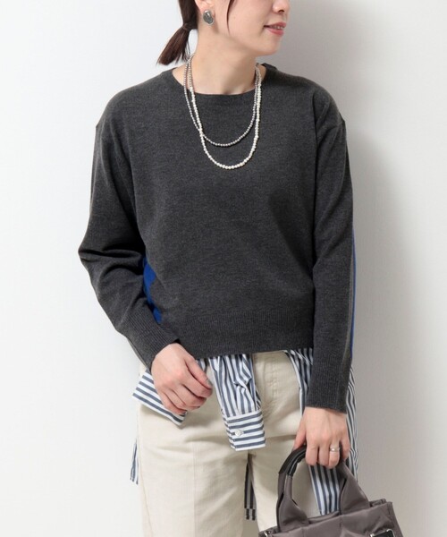 MICO COULIER（ミコクリエ）の「Cash feel 配色プルオーバーニット（ニット/セーター・レディース・チャコールグレー/ライトグレー/ブラウン・38）」の22枚目の写真