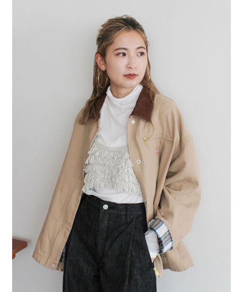 Dickies（ディッキーズ）の「Dickies別注 バイカラーブルゾン（ブルゾン・レディース・チャコールグレー/ベージュ・FREE）」の11枚目の写真