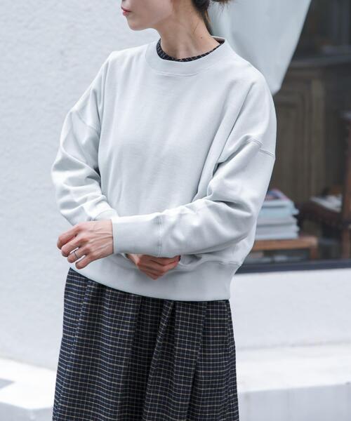 FORK&SPOON(フォークアンドスプーン)の「FORK&SPOON コットンカシミヤクルーネックスウェット(Tシャツ/カットソー・レディース・グレー系その他/ブルー・1)」の1枚目の写真