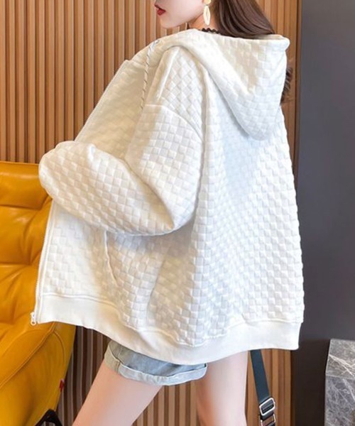 SallyLunn（サリーラン）の「ワンポイントブロック柄パーカー（パーカー・レディース・グレー/ブラック/ホワイト・MEDIUM/LARGE）」の9枚目の写真