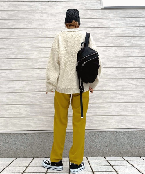 Q（キュー）の「ストレッチツイルテーパードパンツ（その他パンツ・レディース・ブラック/ベージュ/マスタード・MEDIUM）」の19枚目の写真