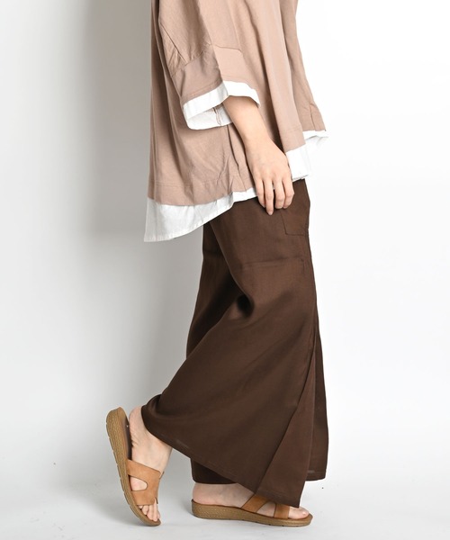 MARAI(マーライ)の「ワイドタイパンツ(その他パンツ・レディース・ダークグリーン/ライトグレー/ブラウン/グリーン/パープル/ブラック・FREE)」の12枚目の写真