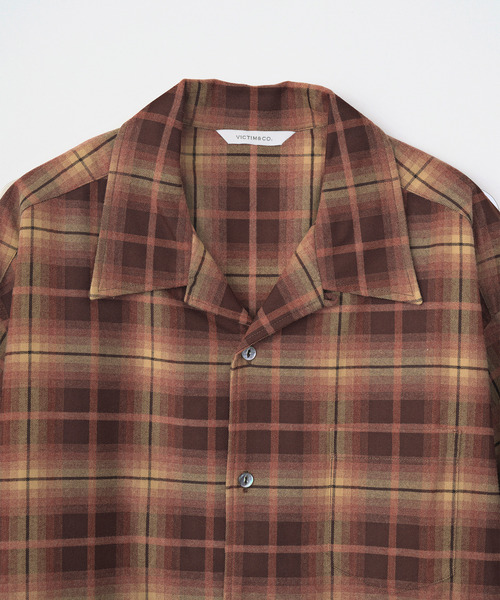 VICTIM（ヴィクティム）の「VICTIM ヴィクティム / OPEN COLLAR CHECK SHIRT オープンカラーチェックシャツ / VTM-25-S-101（シャツ/ブラウス・メンズ・ブラック/ブラウン・1/2）」の9枚目の写真