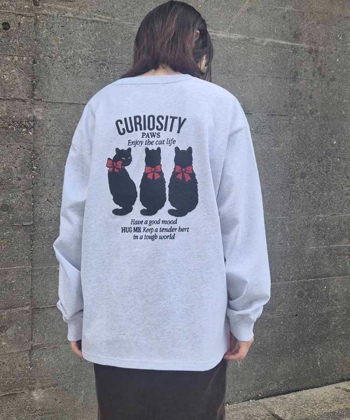 Bleu Bleuet（ブルーブルーエ）の「クロネコ刺繍ロンT（Tシャツ/カットソー・レディース・オフホワイト/ピンク/ライトグレー・M/L）」の3枚目の写真