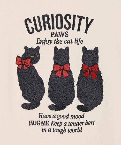 Bleu Bleuet（ブルーブルーエ）の「クロネコ刺繍ロンT（Tシャツ/カットソー・レディース・オフホワイト/ピンク/ライトグレー・M/L）」の7枚目の写真