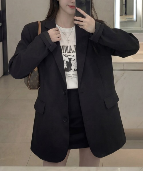 cammie(キャミー)の「ゆったりジャケット(テーラードジャケット・レディース・ブラック・S/L/M)」の6枚目の写真