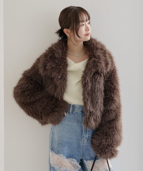 セール】【今すぐお届け可能！軽くて暖かい◎】ショートファーコート