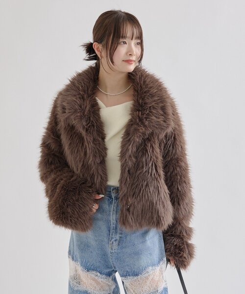 mystic(ミスティック)の「【今すぐお届け可能!軽くて暖かい◎】ショートファーコート(その他アウター・レディース・ベージュ/ブラウン・FREE)」の20枚目の写真