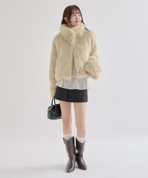 mystic(ミスティック)の「【今すぐお届け可能!軽くて暖かい◎】ショートファーコート(その他アウター・レディース・ベージュ/ブラウン・FREE)」の13枚目の写真
