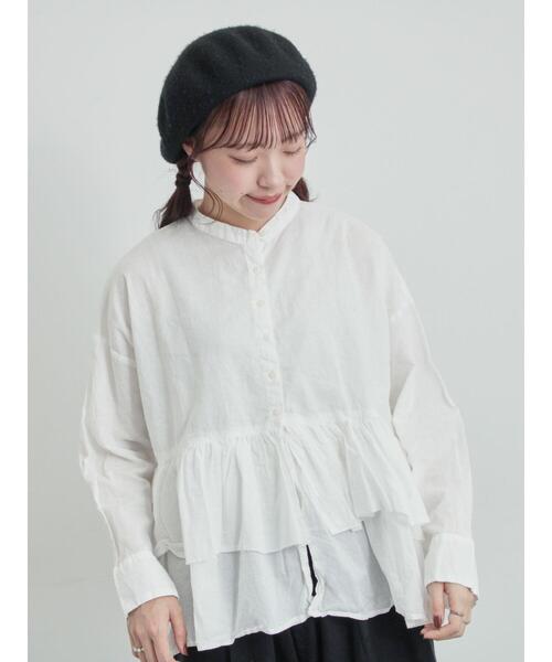 TSUHARU by Samansa Mos2（ツハルバイサマンサモスモス）の「綿麻平織り製品染めティアードブラウス（シャツ/ブラウス・レディース・オフホワイト/グレー/ブラック・F）」の12枚目の写真