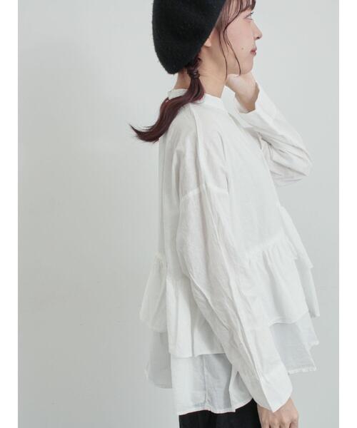 TSUHARU by Samansa Mos2（ツハルバイサマンサモスモス）の「綿麻平織り製品染めティアードブラウス（シャツ/ブラウス・レディース・オフホワイト/グレー/ブラック・F）」の15枚目の写真