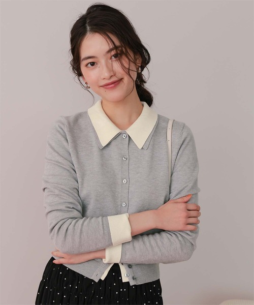 titivate(ティティベイト)の「ポロ襟ニットカーディガン/トップス(カーディガン/ボレロ・レディース・グレー/ブルー/アイボリー/レッド/ピンク/ブラック・L/M/S)」の10枚目の写真