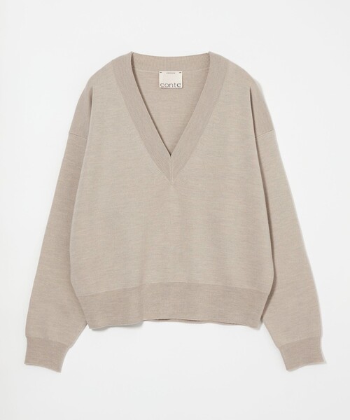 conte＞ハイゲージ ディープVネックニット（ニット/セーター）｜conte