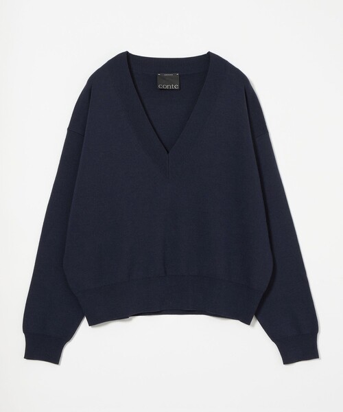 conte＞ハイゲージ ディープVネックニット（ニット/セーター）｜conte