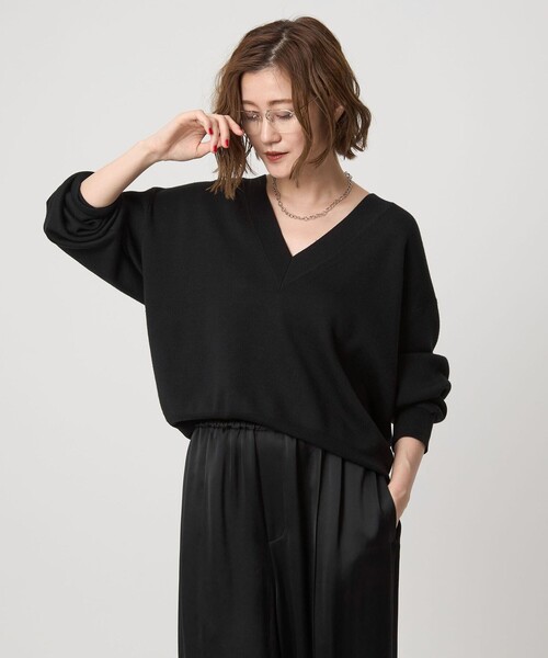 conte＞ハイゲージ ディープVネックニット（ニット/セーター）｜conte