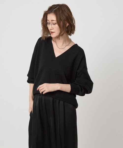 conte＞ハイゲージ ディープVネックニット（ニット/セーター）｜conte