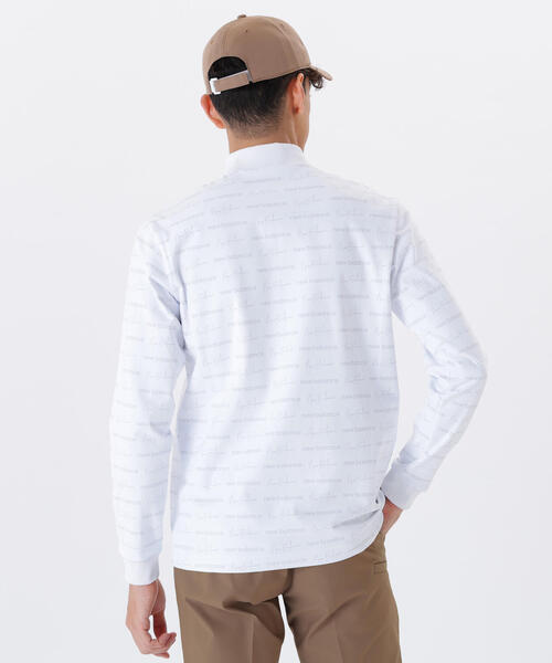 【ホワイト】ロゴラッピングペーパー柄 長袖 モックネック プルオーバー (MENS) セール】ロゴラッピングペーパー柄 長袖 モックネック プルオーバー