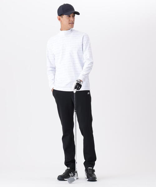【ホワイト】ロゴラッピングペーパー柄 長袖 モックネック プルオーバー (MENS) セール】ロゴラッピングペーパー柄 長袖 モックネック プルオーバー