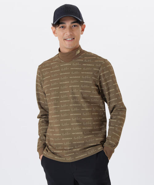 【ホワイト】ロゴラッピングペーパー柄 長袖 モックネック プルオーバー (MENS) セール】ロゴラッピングペーパー柄 長袖 モックネック プルオーバー