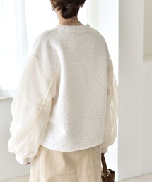 quaranciel:〈洗濯機可能〉ボア × チュール コンビ クルーネック プルオーバー