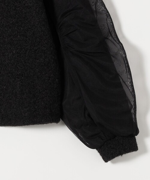 セール】quaranciel:〈洗濯機可能〉ボア × チュール コンビ クルー